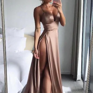 import placeholder for a line spaghetti straps sexy slit prom d 160219031